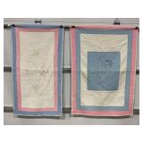 LOT OF 2 HAND STITCHED BABY QUILTS - 36" X 52" &