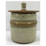 WALLY SMITH POTTERY STONEWARE JAR WITH LID AND