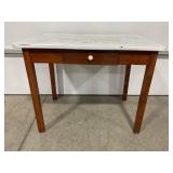 PORCELAIN TOP WOOD TABLE WITH DRAWER - 40" X 25" X