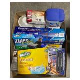 LARGE BOX OF PAPER PLATES, BOWLS, REYNOLDS FREEZER