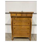 OAK 6 DRAWER ANTIQUE DRESSER - 34" X 19" X 46"