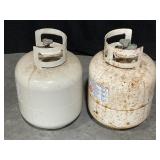 LOT OF 2 GAS GRILL OR HEATER PROPANE TANKS - WITH
