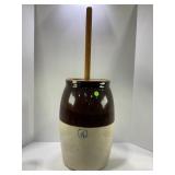 HEART 4 GALLON PRIMITIVE STONEWARE BUTTER CHURN