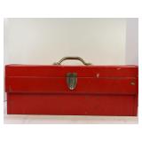 PORTABLE METAL TOOLBOX WITH ASSORTED HAND TOOLS -