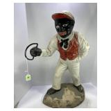 VINTAGE CONCRETE BLACK AMERICANA LAWN JOCKEY - 26"