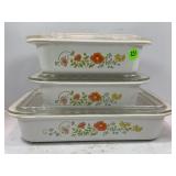 CORNING WARE WILD FLOWER CASSEROLE DISHES W/