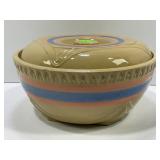 MCCOY YELLOW WARE 8" CROCK BOWL WITH LID AND PINK