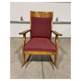 SMITH DAY CO. UPHOLSTERED WOOD ROCKING CHAIR