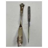 STERLING SILVER BUTTER KNIFE & LETTER OPENER KNIFE