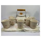 CORELLE FOREVER YOURS SET OF 7 MUGS, COFFEE POT &