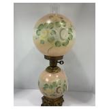 ANTIQUE HAND PAINTED HURRICANE LAMP - ELECTRIFIED