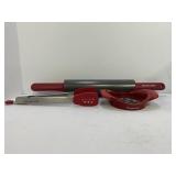 KITCHENAID ROLLING PIN, APPLE SLICER AND TONGS