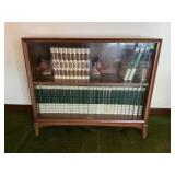 SOLID WOOD CHERRY BOOKCASE W/GLASS SLIDING DOORS-