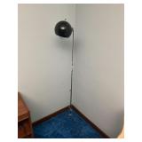 MCM ATOMIC STYLE CHROME FLOOR LAMP W/ BLACK SHADE
