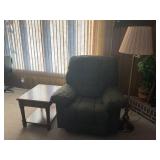 LA-Z-BOY ROCKER RECLINER W/  MERSMAN LAMP STAND &