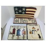 LOT OF 2 SLATE HAND PAINTED WELCOME SIGNS & USA