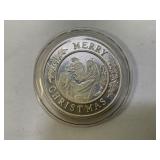ONE OUNCE .999 FINE SILVER MERRY CHRISTMAS ROUND