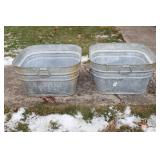 LOT OF 2 SQUARE GALVANIZED WASH TUBS