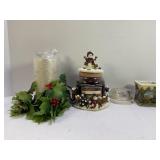 YANKEE CANDLE WITH SNOWMAN HOLDER & LID & MORE