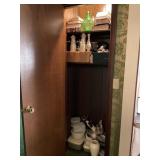 CONTENTS OF CLOSET - SNOWMEN DECORATIONS, BOOKS,