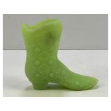 FENTON URANIUM GLASS BOOT - GLOWS - 4"