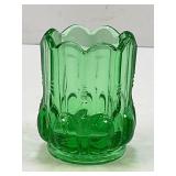 URANIUM GLASS TOOTHPICK HOLDER - GLOWS - 2 1/2"
