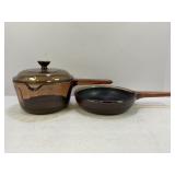 VISION CORNING WARE 7" FRYING PAN & SAUCE PAN WITH