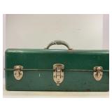 LIBERTY METAL VINTAGE TACKLE BOX WITH JIGS, SPOONS