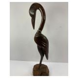 IRONWOOD HAND CARVED STORK SCULPTURE - 17" TALL