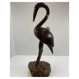 IRONWOOD HAND CARVED STORK SCULPTURE -18 1/2" TALL