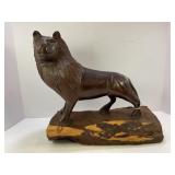 IRONWOOD HAND CARVED LION SCULPTURE -13" TALL X