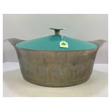 GRISWOLD #99 ALUMINUM ROASTER WITH GREEN PORCELAIN