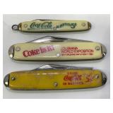 COCA-COLA FOLDING POCKET KNIVES - LOT OF 3