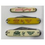 COCA-COLA FOLDING POCKET KNIVES - LOT OF 3