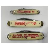 COCA-COLA FOLDING POCKET KNIVES - LOT OF 3