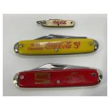 COCA-COLA FOLDING POCKET KNIVES - LOT OF 3