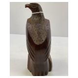 IRONWOOD HAND CARVED EAGLE SCULPTURE - 7" TALL
