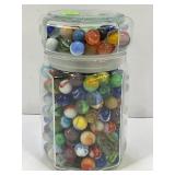 LARGE JAR OF ASSORTED MARBLES
