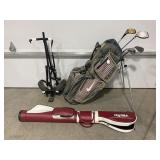 NIKE GOLF BAG WITH HONMA GOLF BAG AND CADDY