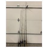 LOT OF FISHING POLES WITH REELS