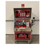 BALLY LUCKY 7 SLOT MACHINE WITH BASE - WORKS BUT