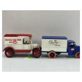2 DIE CAST ERTLE PENNY BANKS 1913 MODEL T VAN AND