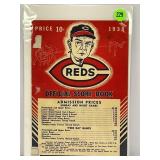 1938 CINCINNATI REDS OFFICIAL SCORE BOOK -NEW YORK