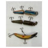 VINTAGE WOOD FISHING LURES - PIKIE, PIKIE MINNOW &