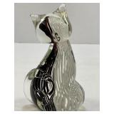 HAND BLOWN ART GLASS CAT PAPERWEIGHT - 4 1/2"