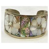 ALPACA MOTHER OF PEARL CUFF BRACELET - MEXICO