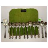 STERLING SILVER 12 PC. SILVERWARE SET IN G.F.