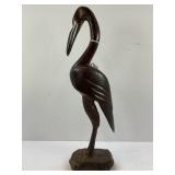 IRONWOOD HAND CARVED STORK SCULPTURE - 15" TALL
