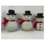 LOT OF 3 CHRISTMAS TINSLE SNOWMAN FIGURINES