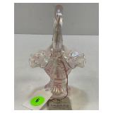 FENTON PINK OPALESCENT GLASS MINI BASKET - 5"